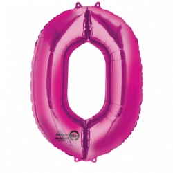 Balon foliowy Różowy cyfra 0 (88 cm)